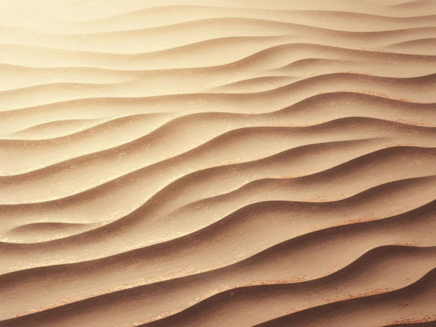 Illustration of morning light gradually smoothing shadows across rippled sand, slow steady improvement