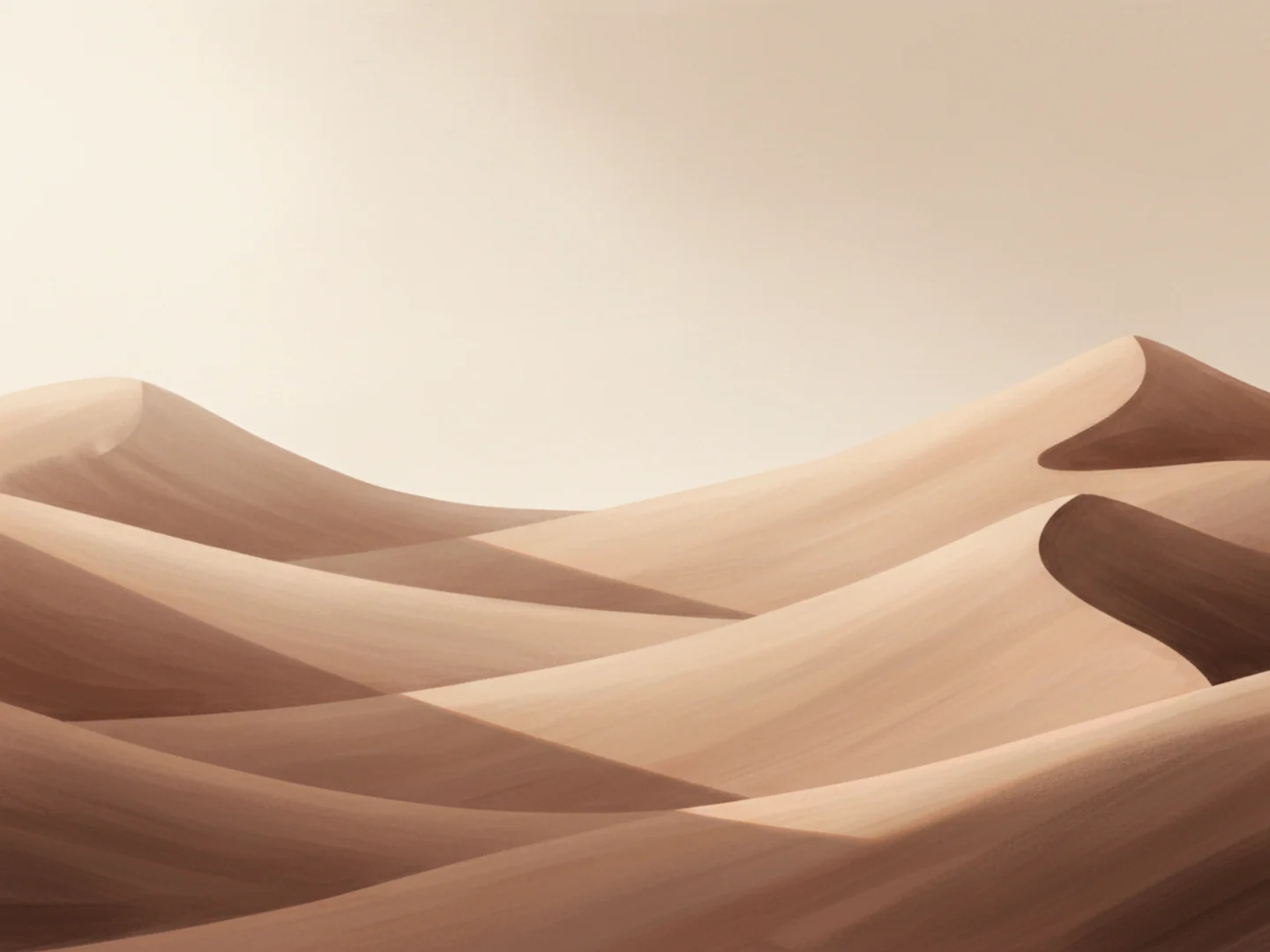 Illustration of morning light lifting shadow from a smooth dune valley, brightening the under-eye area
