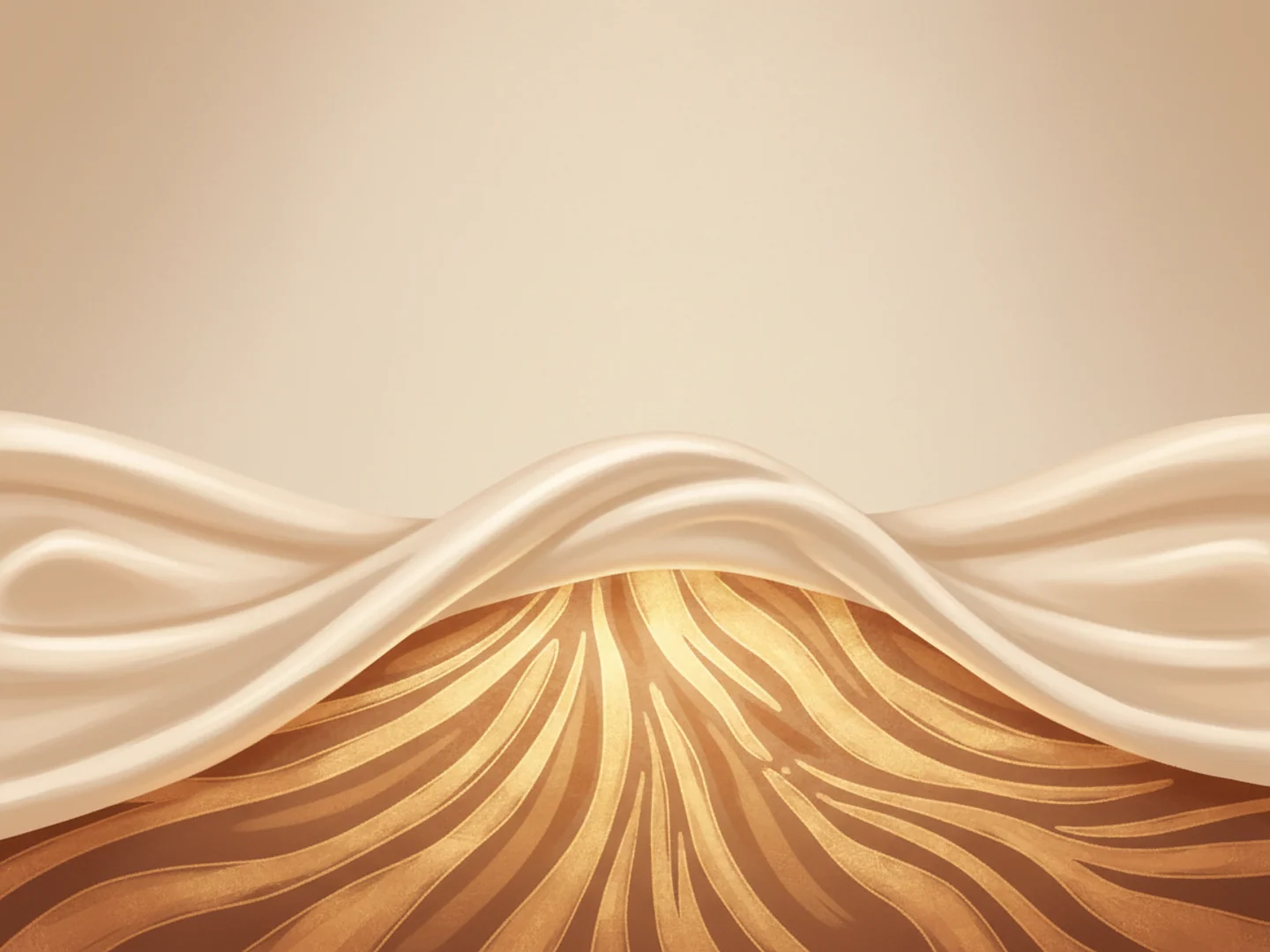 Illustration of warm light radiating in layered waves beneath smooth stretched silk, deep heat working under an intact surface