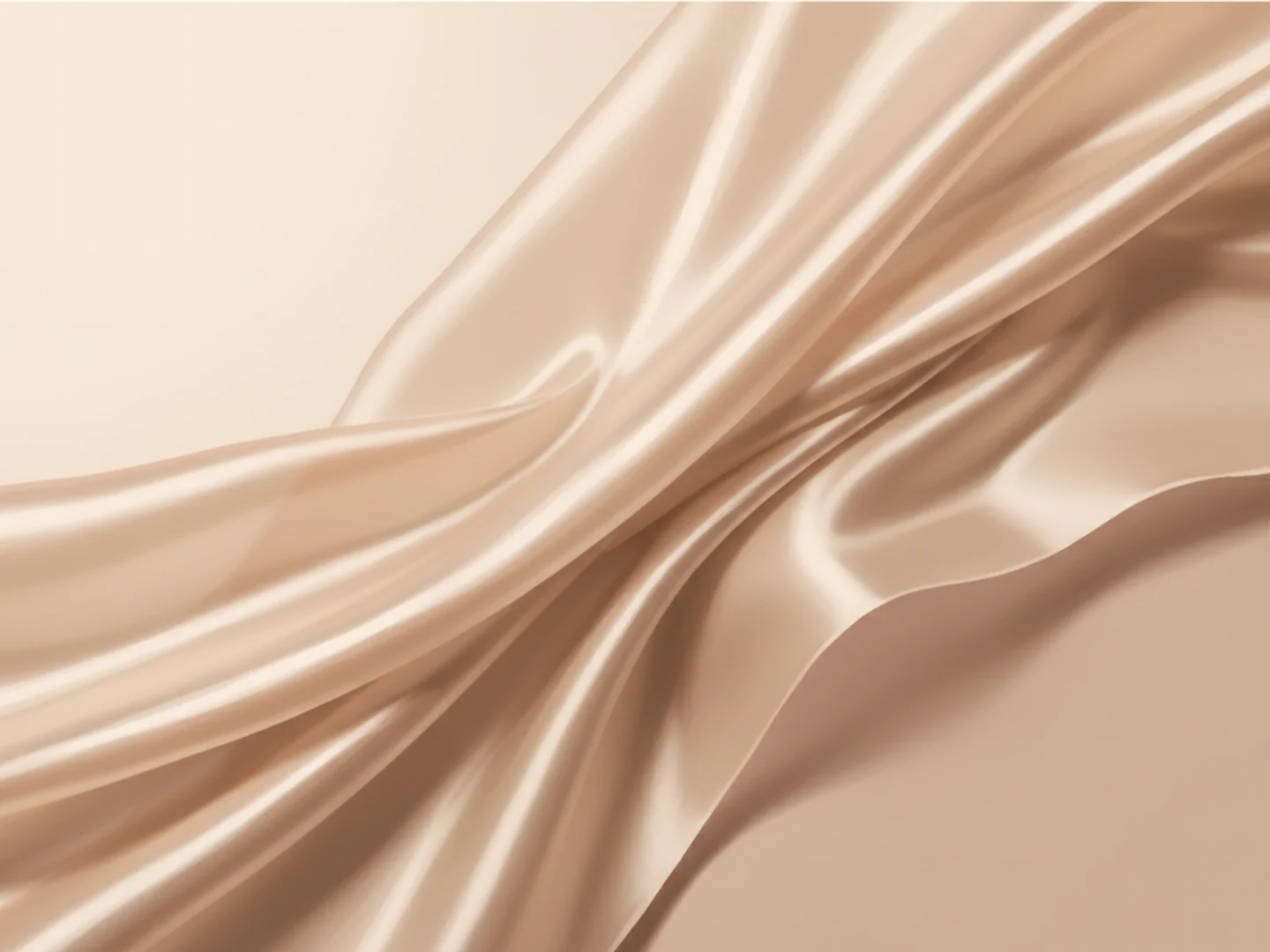 Illustration of layered translucent champagne silk sheets with light passing through, skin stays intact