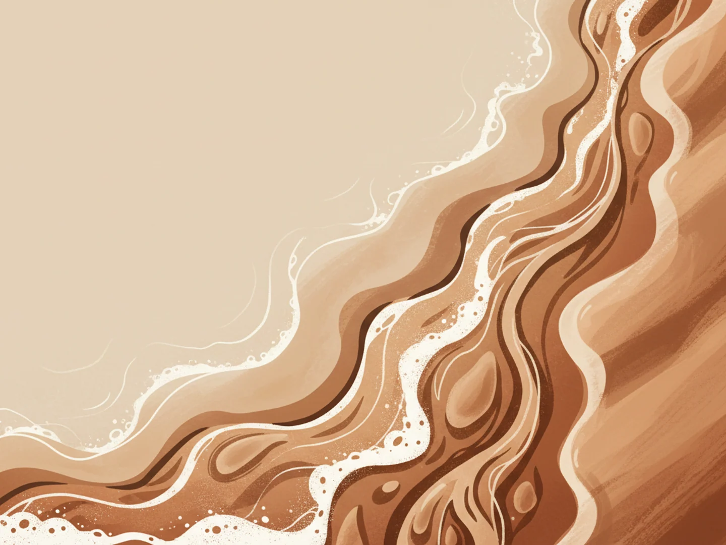 Aerial illustration of a shoreline with the tide receding from copper sand, acting early on hair loss