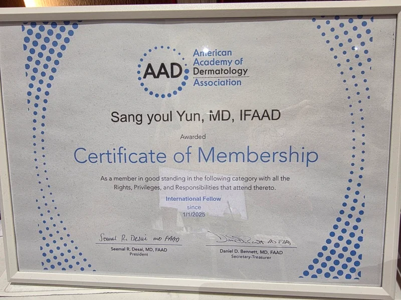Issued AAD International Fellow membership certificate