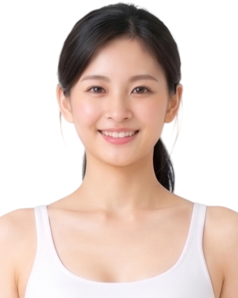 Face close-up reference photo: tap any face region to see available anti-aging procedures.